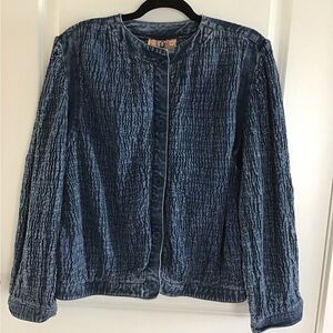Gene Ewing Bis Jacket Womens Size 40 California Sunwash Wrinkle Rich Denim